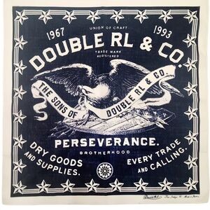 🚂 Double RL & Co Navy Bandana - Polyester 35” x 35”